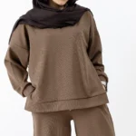 ست بلوز و شلوار اویو رنگ قهوه ای