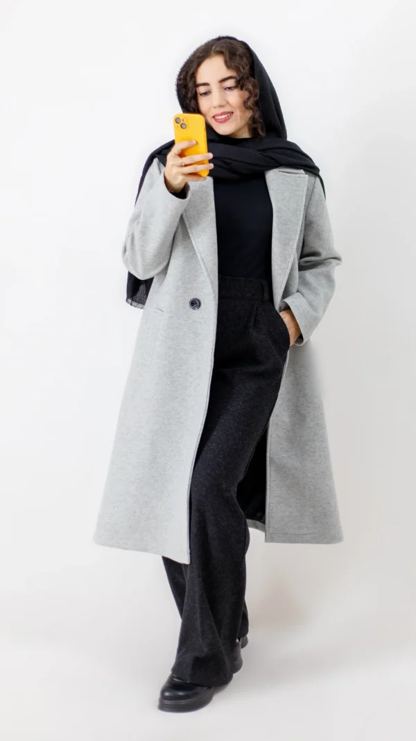 پالتو فوتر بلند آستردار رنگ توسی