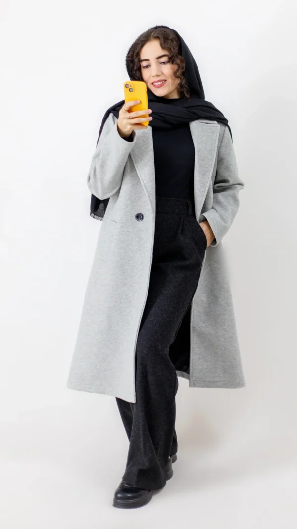 پالتو فوتر بلند آستردار رنگ توسی