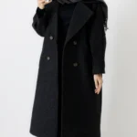 پالتو فوتر بلند آستردار رنگ مشکی