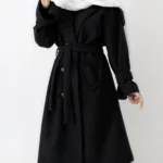 پالتو فوتر بلند آستردار رنگ مشکی