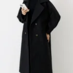 پالتو فوتر بلند آستردار رنگ مشکی