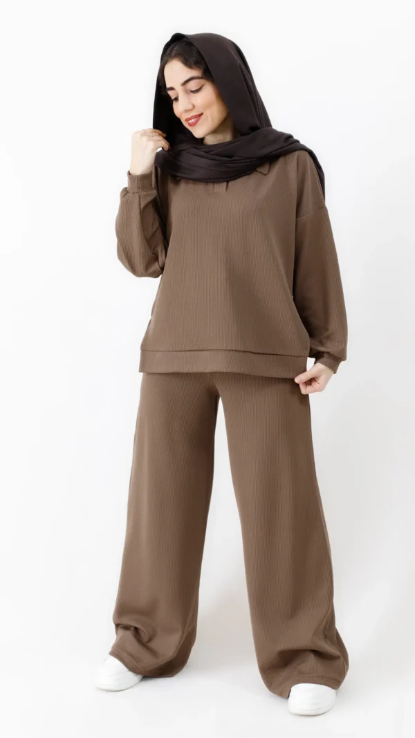 ست بلوز و شلوار اویو رنگ قهوه ای