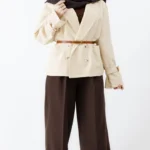 کت آستردار پاییزه رنگ کرمی