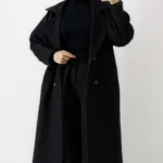 پالتو فوتر بلند آستردار رنگ مشکی