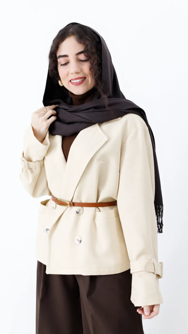 کت آستردار پاییزه رنگ کرمی