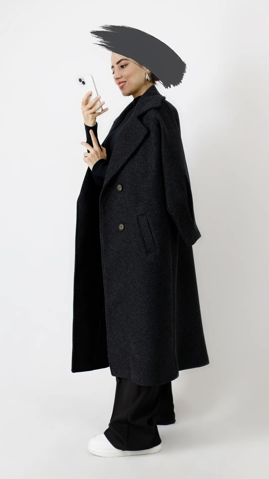 پالتو فوتر بلند آستردار رنگ سرمه ای پالتو فوتر بلند آستردار رنگ سرمه ای