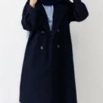 پالتو فوتر بلند آستردار رنگ سرمه ای