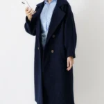 پالتو فوتر بلند آستردار رنگ سرمه ای