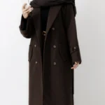 پالتو فوتر بلند آستردار رنگ قهوه ای