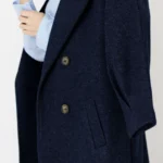 پالتو فوتر بلند آستردار رنگ سرمه ای