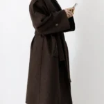 پالتو فوتر بلند آستردار رنگ قهوه ای