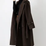 پالتو فوتر بلند آستردار رنگ قهوه ای