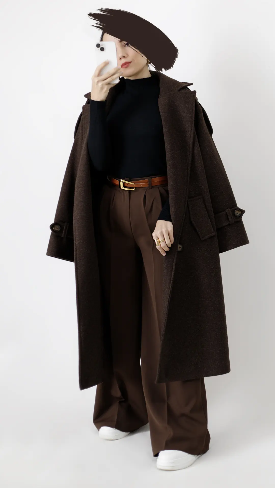 پالتو فوتر بلند آستردار رنگ قهوه ای پالتو فوتر بلند آستردار رنگ قهوه ای