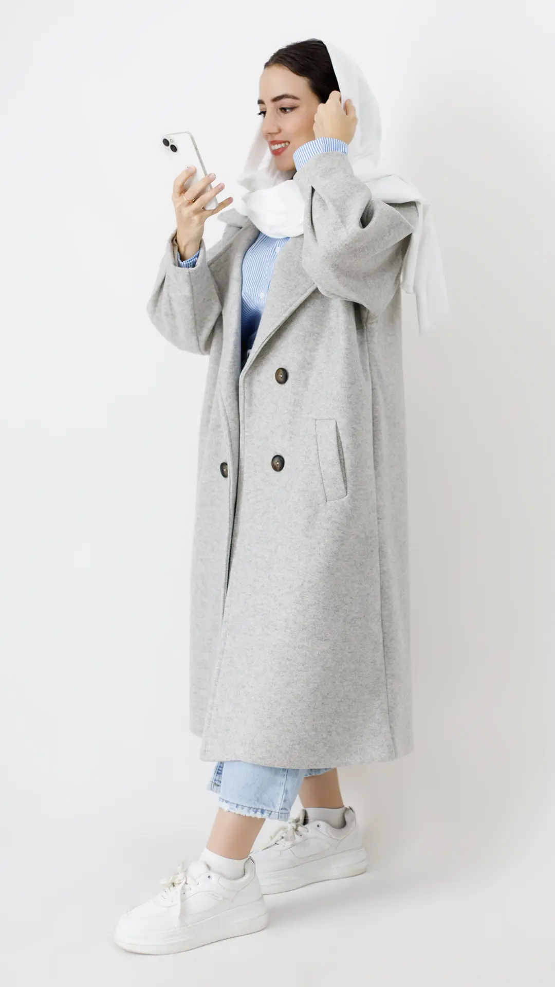 پالتو فوتر بلند آستردار رنگ توسی پالتو فوتر بلند آستردار رنگ توسی