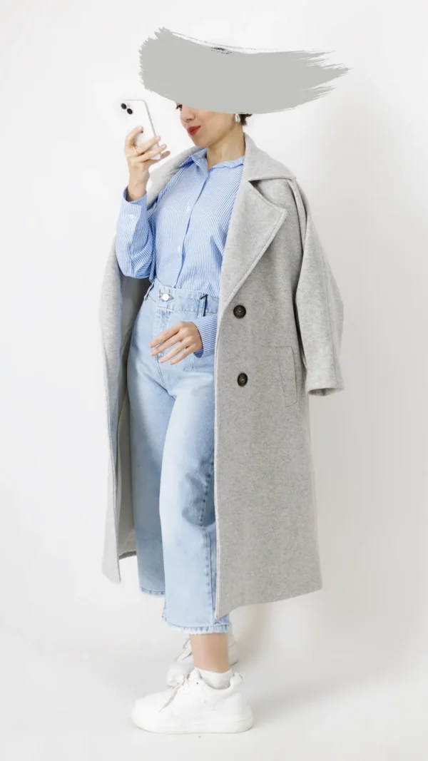 پالتو فوتر بلند آستردار رنگ توسی