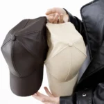 کلاه چرم رنگ کرمی و قهوه ای