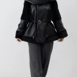 کت ترکیب چرم و پوست رنگ مشکی