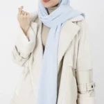 شال پفکی رنگ آبی آسمانی