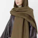 شال بافت پاییزه رنگ قهوه ای