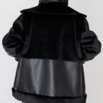 کت ترکیب چرم و پوست رنگ مشکی