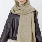 شال بافت پاییزه رنگ نسکافه ای