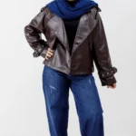 کت چرم کلاسیک رنگ قهوه ای