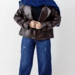 کت چرم کلاسیک رنگ قهوه ای