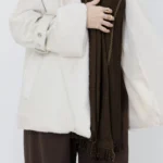 کت ترکیب چرم و پوست رنگ کرم