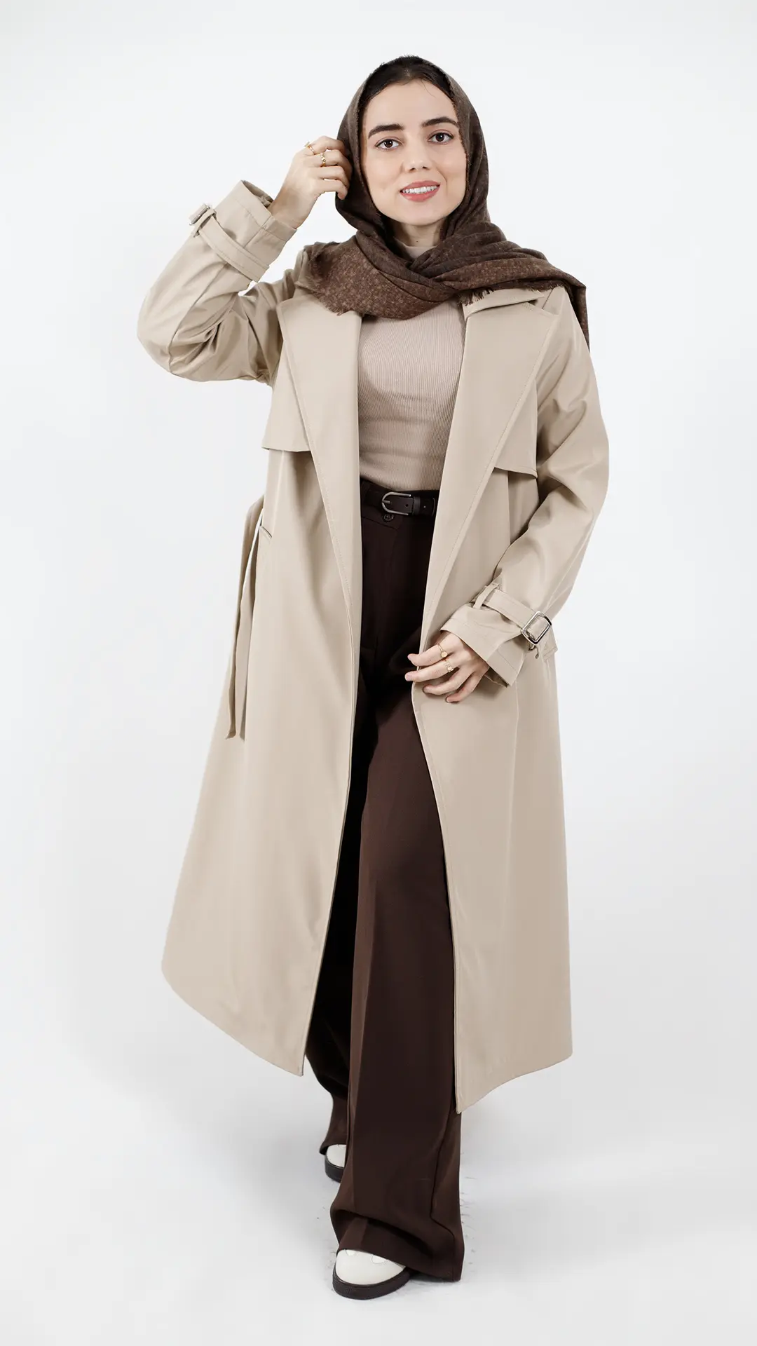 بارونی بلند استردار ضد اب مدل بیسیک رنگ کرمی بارونی بلند استردار ضد اب مدل بیسیک رنگ کرمی