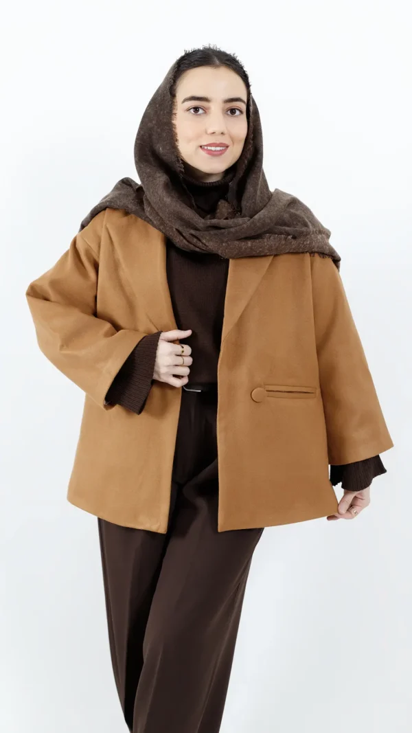 کت فوتر آستردار دودکمه رنگ قهوه ای