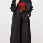 بارونی بلند آستردار سانتانا رنگ مشکی