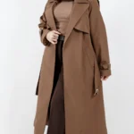 بارونی بلند استردار ضد اب مدل بیسیک رنگ قهوه ای