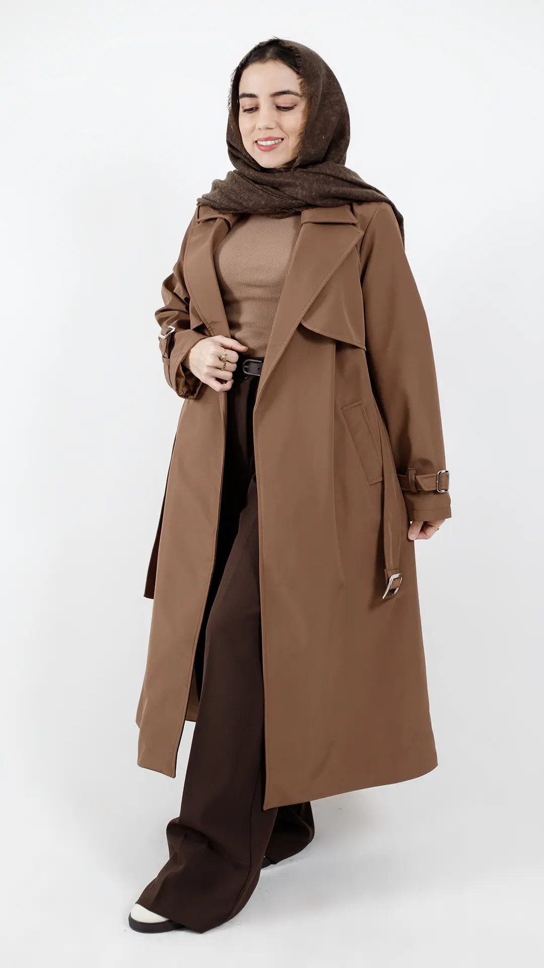 بارونی بلند استردار ضد اب مدل بیسیک رنگ قهوه ای بارونی بلند استردار ضد اب مدل بیسیک رنگ قهوه ای