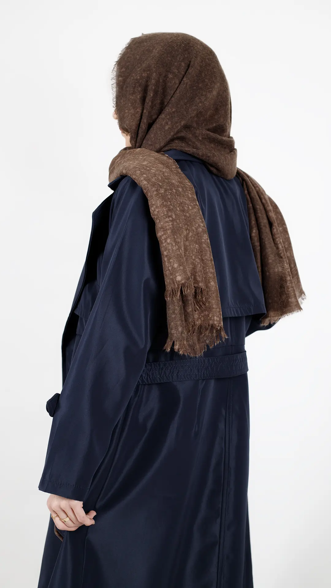 بارونی بلند آستردار سانتانا رنگ سرمه ای بارونی بلند آستردار سانتانا رنگ سرمه ای