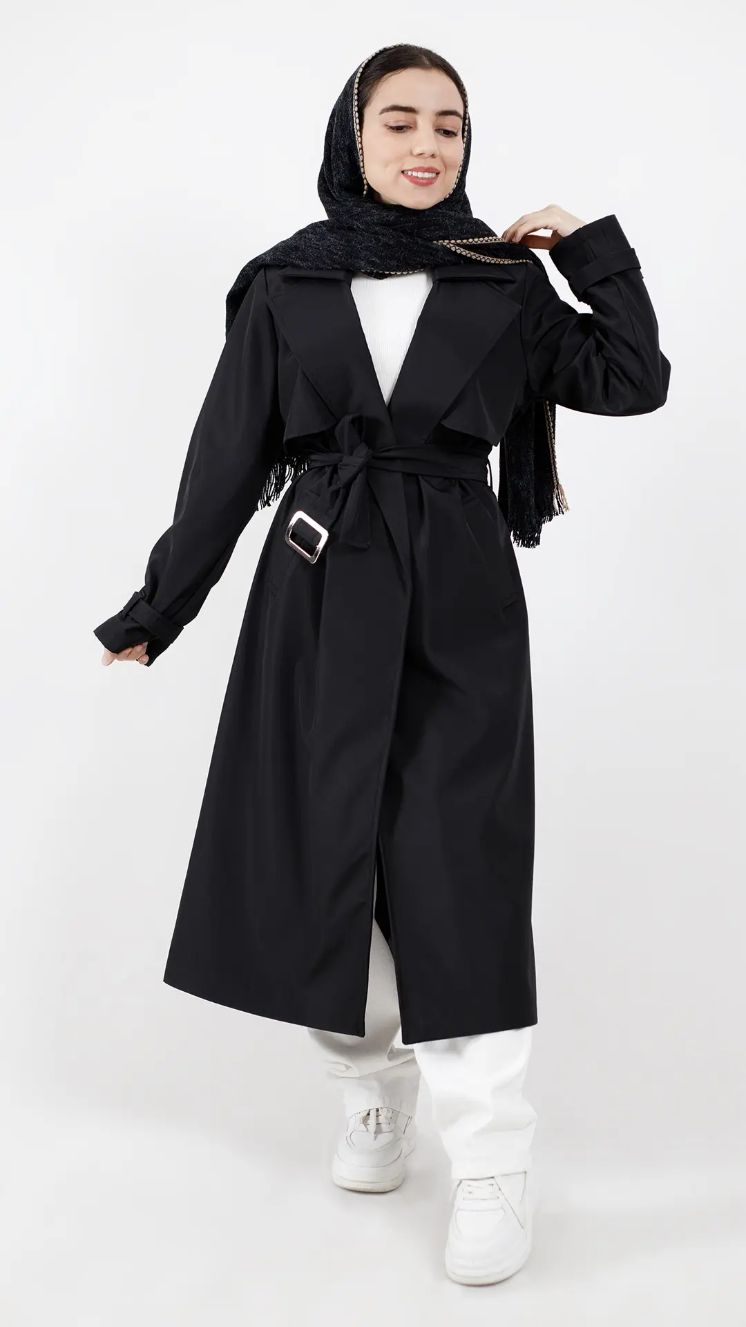 بارونی بلند استردار ضد اب مدل بیسیک رنگ مشکی بارونی بلند استردار ضد اب مدل بیسیک رنگ مشکی