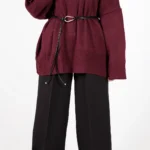 بلوز بافت یقه اسکی رنگ زرشکی