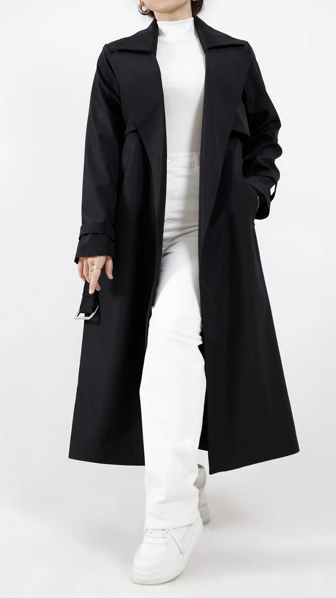 بارونی بلند استردار ضد اب مدل بیسیک رنگ مشکی بارونی بلند استردار ضد اب مدل بیسیک رنگ مشکی