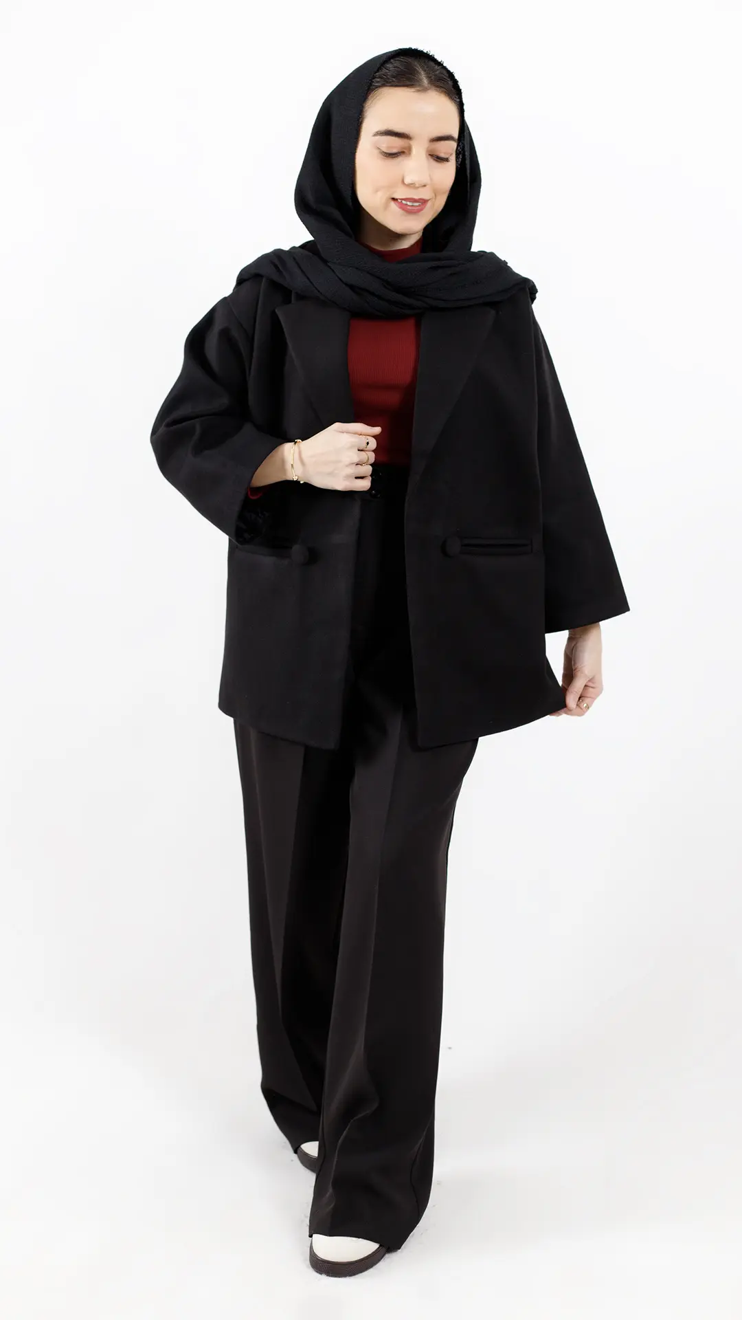 کت فوتر آستردار دودکمه رنگ مشکی کت فوتر آستردار دودکمه رنگ مشکی