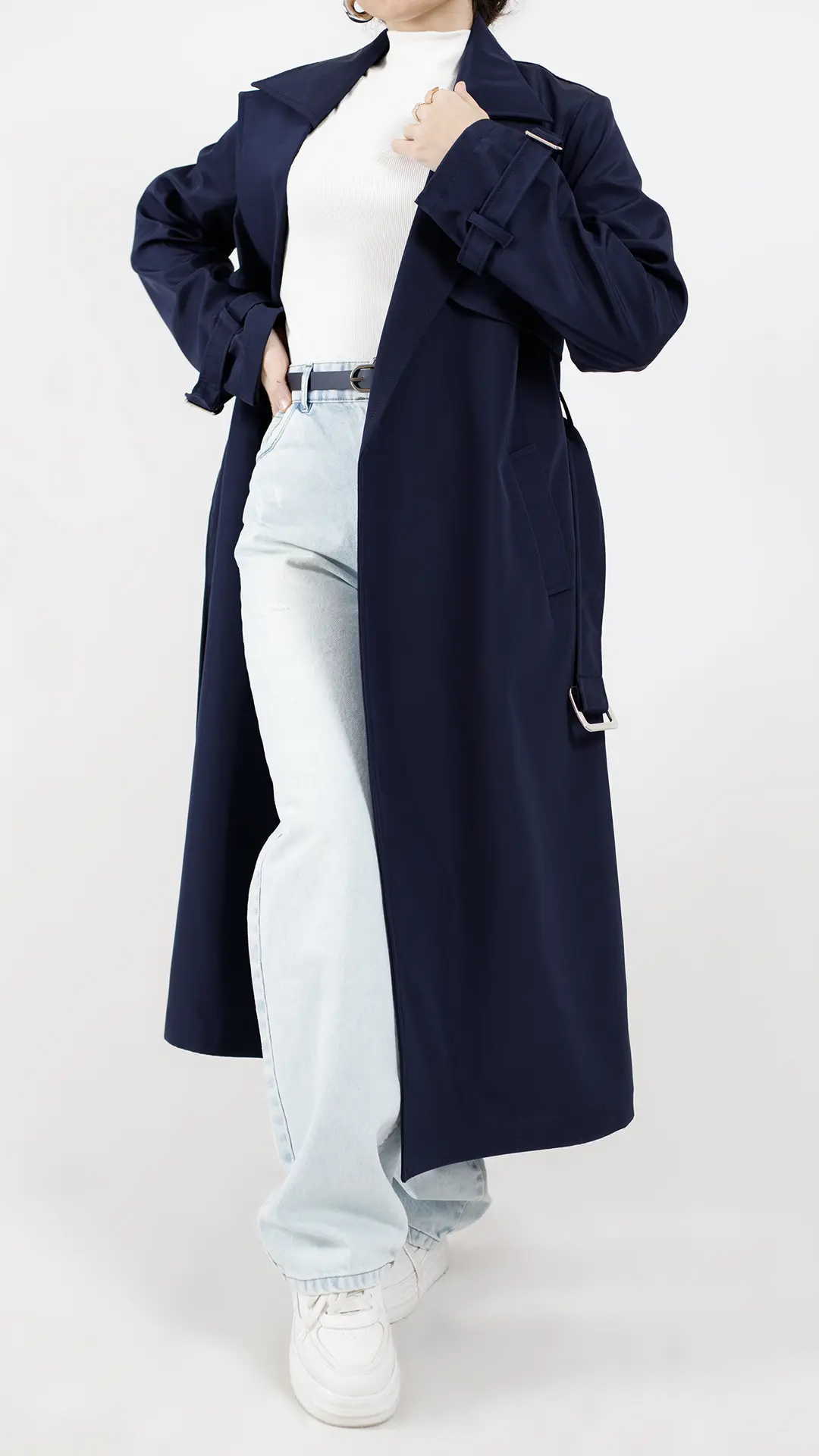 بارونی بلند استردار ضد اب مدل بیسیک رنگ سرمه ای بارونی بلند استردار ضد اب مدل بیسیک رنگ سرمه ای