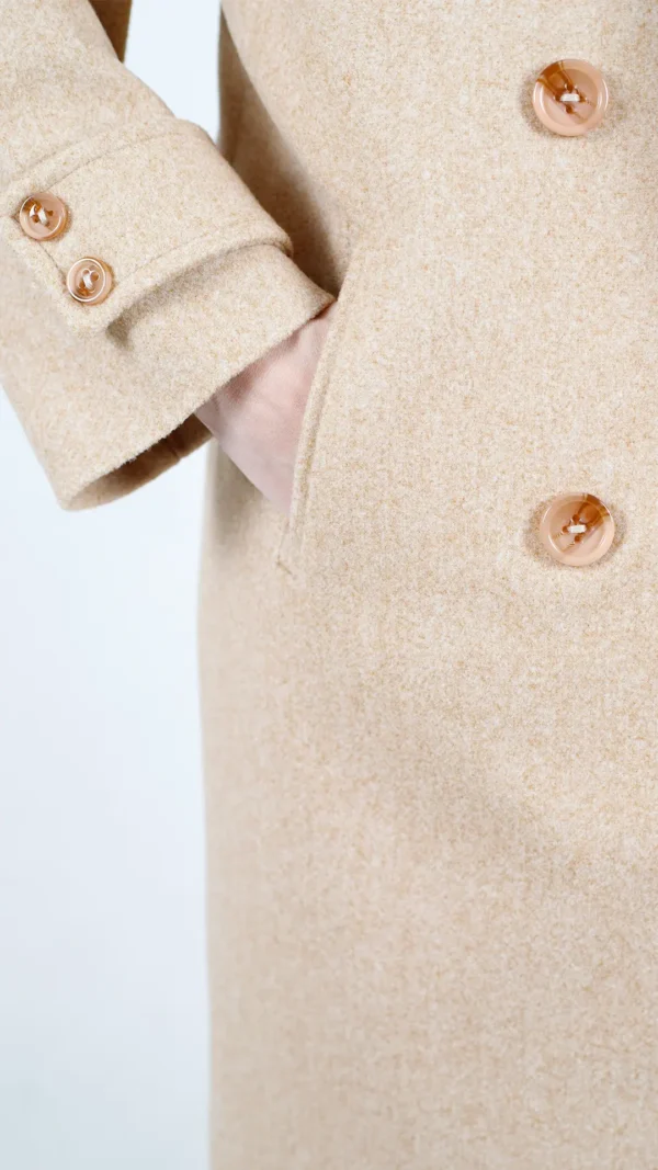 پالتو فوتر بلند آستردار - پانیز رنگ کرمی