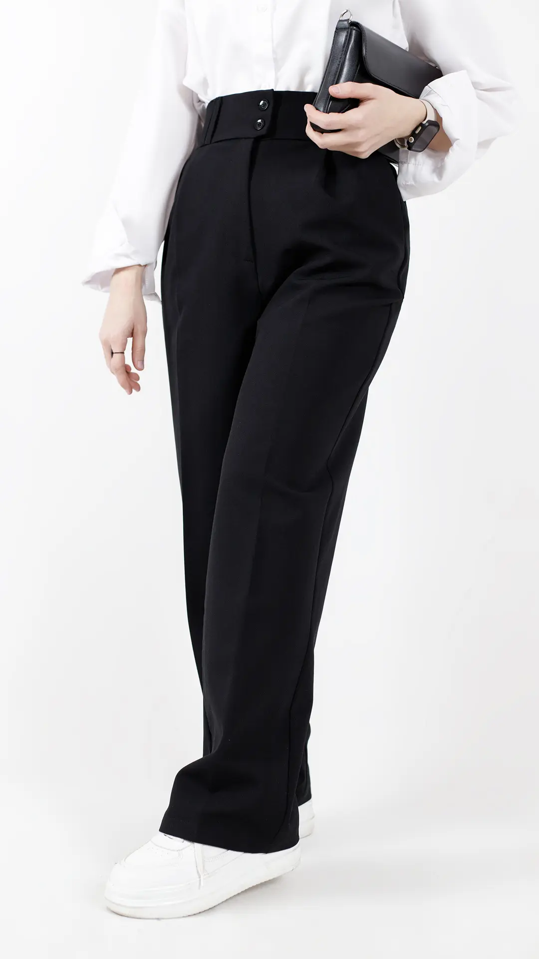 شلوار نیم بگ لوپ رنگ مشکی شلوار نیم بگ لوپ رنگ مشکی