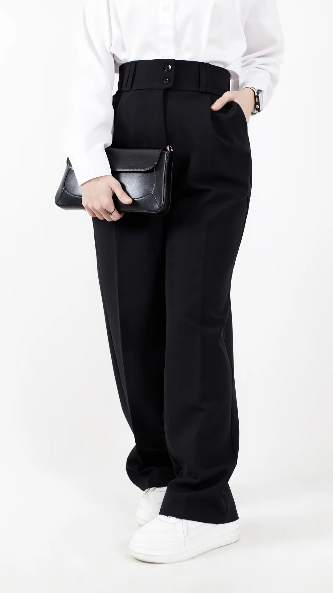 شلوار نیم بگ لوپ رنگ مشکی شلوار نیم بگ لوپ رنگ مشکی