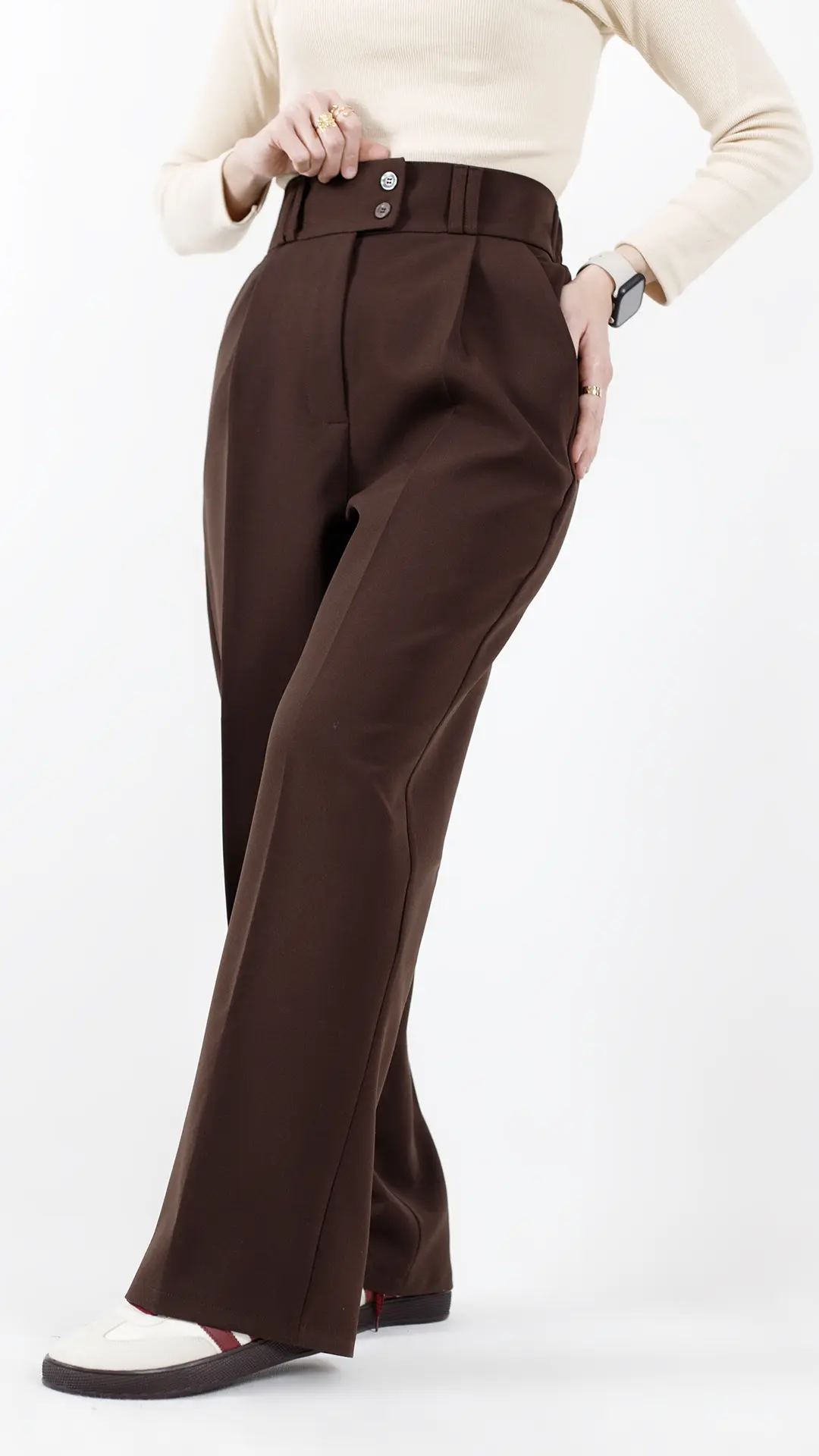 شلوار نیم بگ لوپ رنگ قهوه ای شلوار نیم بگ لوپ رنگ قهوه ای