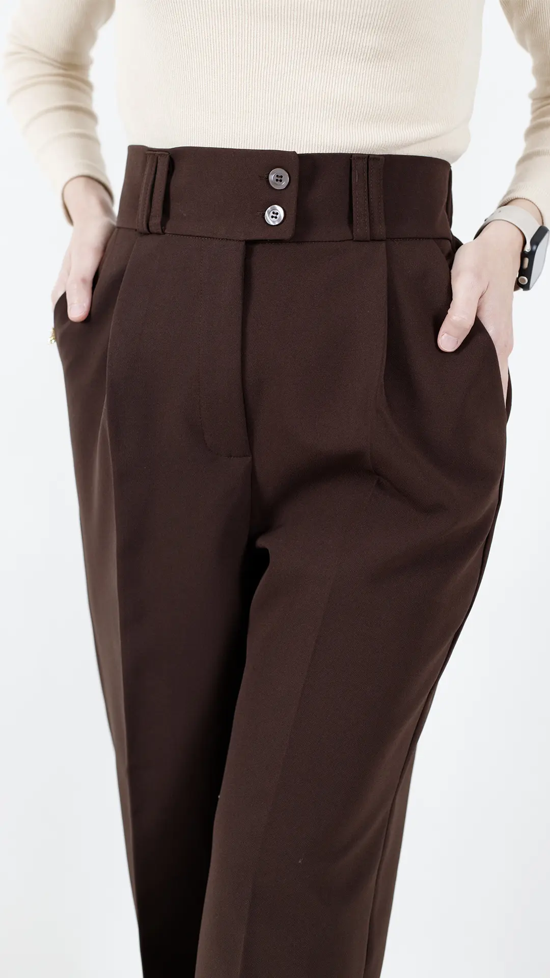 شلوار نیم بگ لوپ رنگ قهوه ای شلوار نیم بگ لوپ رنگ قهوه ای