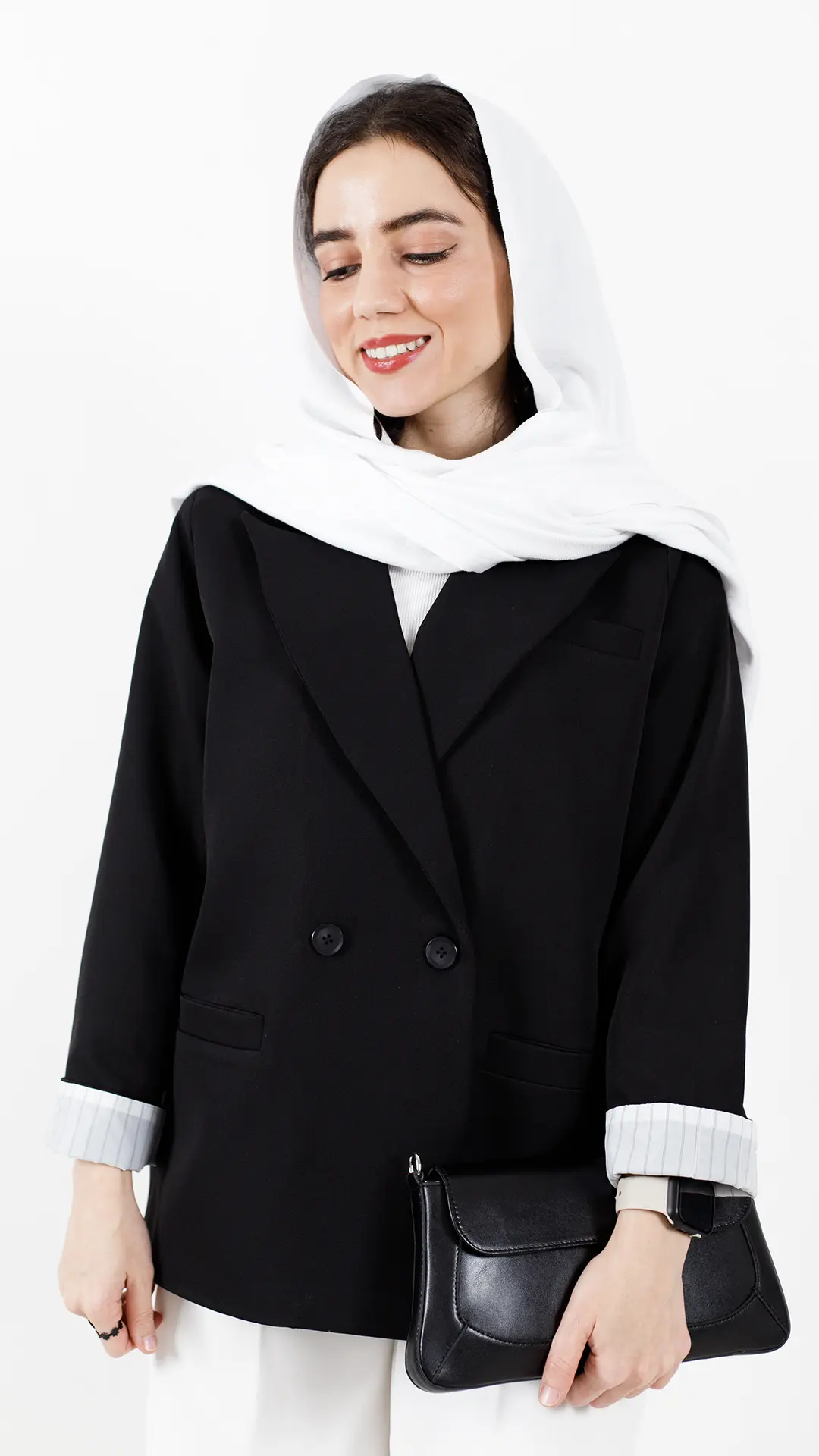 کت دو دکمه آستین راه راه رنگ مشکی کت دو دکمه آستین راه راه رنگ مشکی