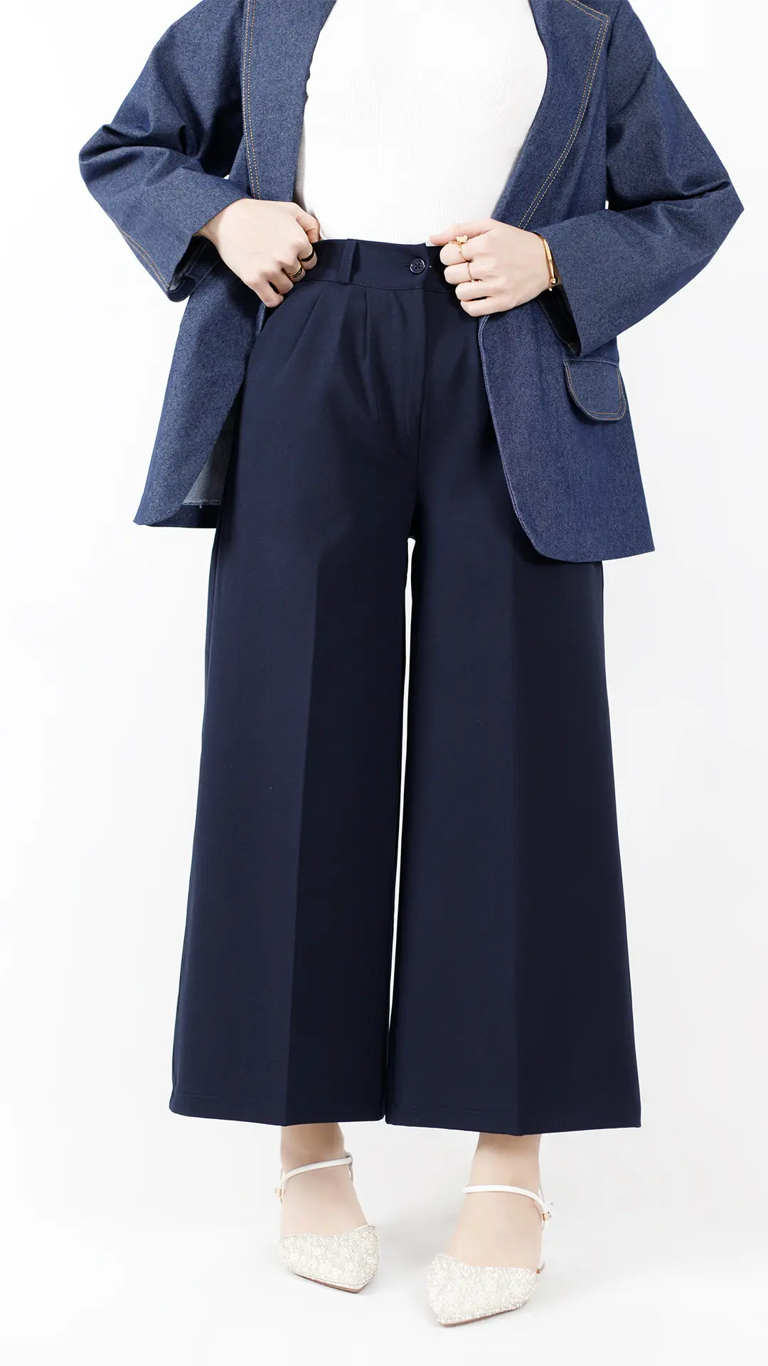 شلوار وایدلگ مازراتی قد 90 رنگ سرمه ای شلوار وایدلگ مازراتی قد 90 رنگ سرمه ای