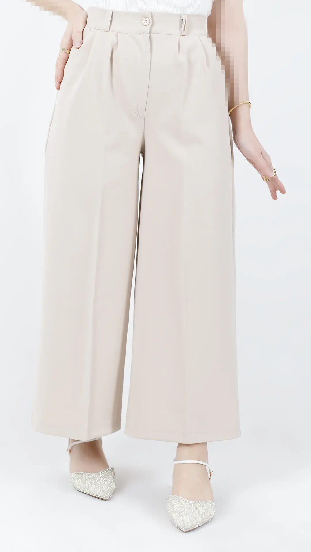 شلوار وایدلگ مازراتی قد 90 رنگ کرم شلوار وایدلگ مازراتی قد 90 رنگ کرم