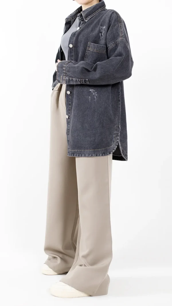 شومیز جین رنگ ذغالی