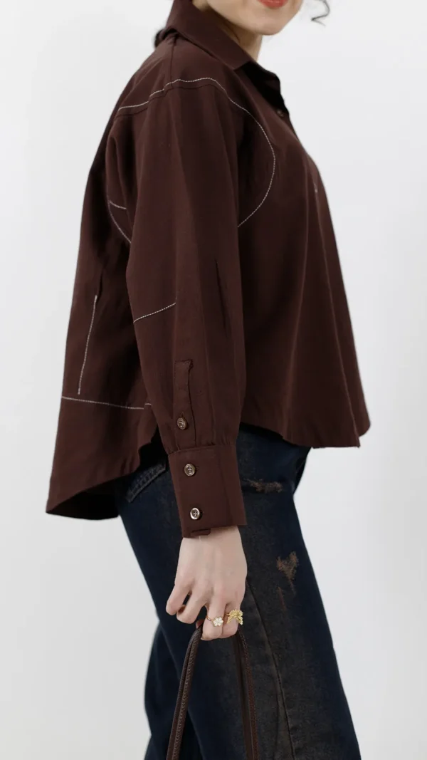 شومیز برشکا رنگ قهوه ای